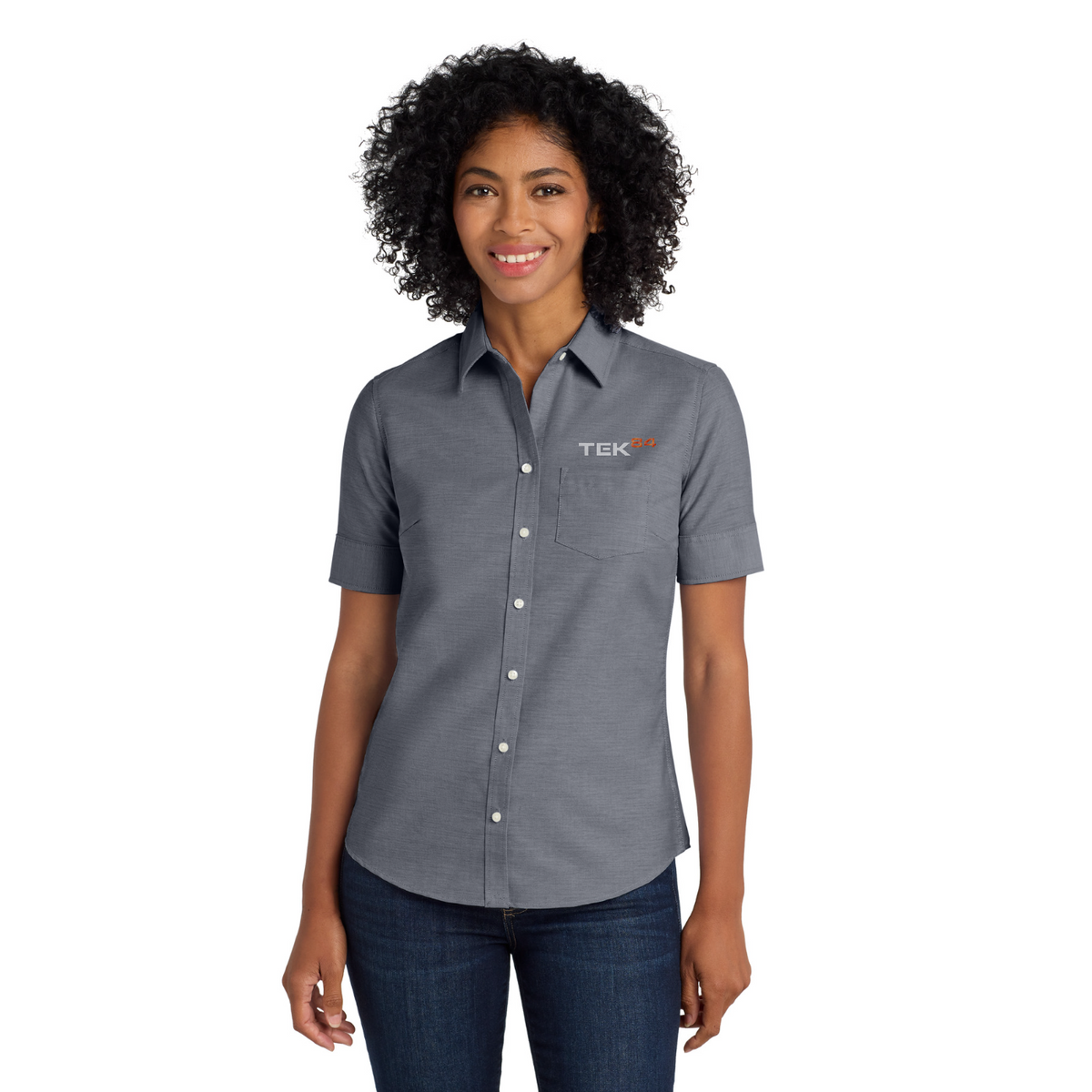 Port Authority Women's Short Sleeve SuperPro Oxford Shirt — model