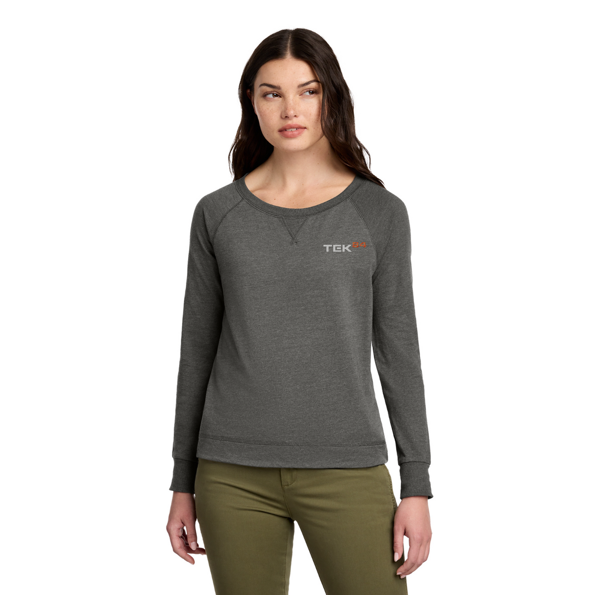 District Women's Featherweight French Terry Long Sleeve Crewneck — model