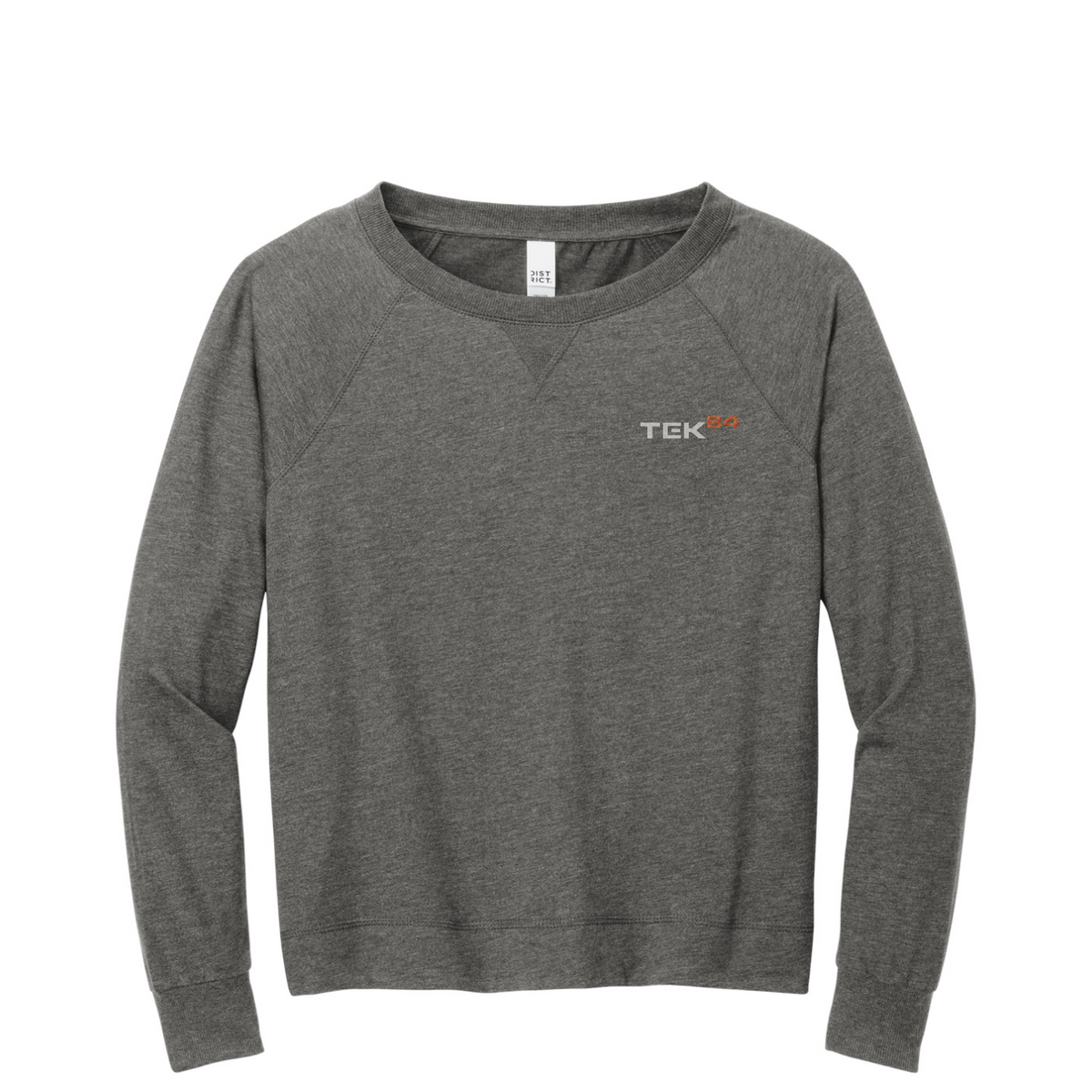 District Women's Featherweight French Terry Long Sleeve Crewneck — Washed Coal