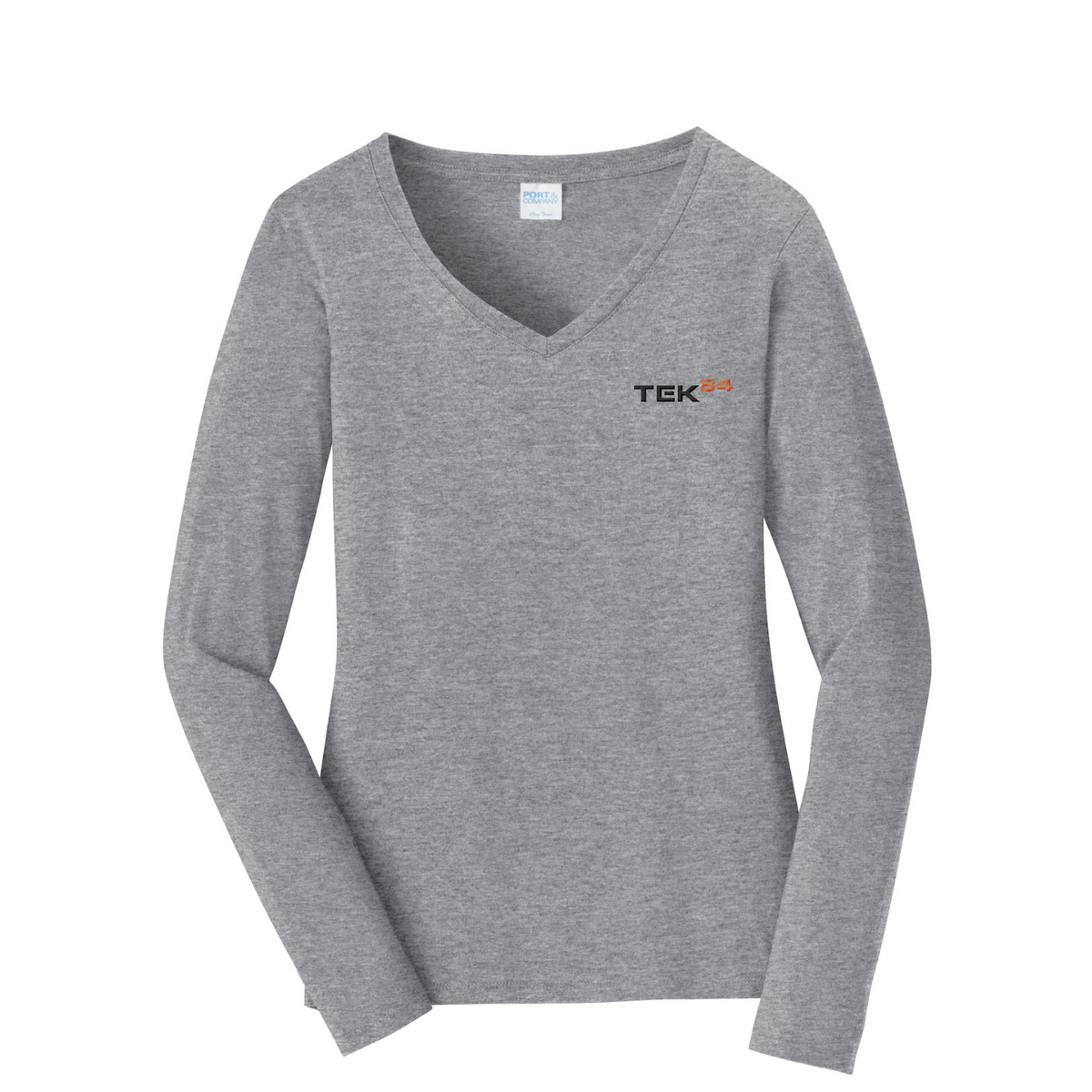 Port & Co Women's Long Sleeve Fan Favorite V-Neck Tee — Athletic Heather