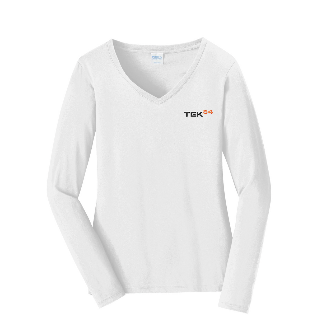 Port & Co Women's Long Sleeve Fan Favorite V-Neck Tee — White