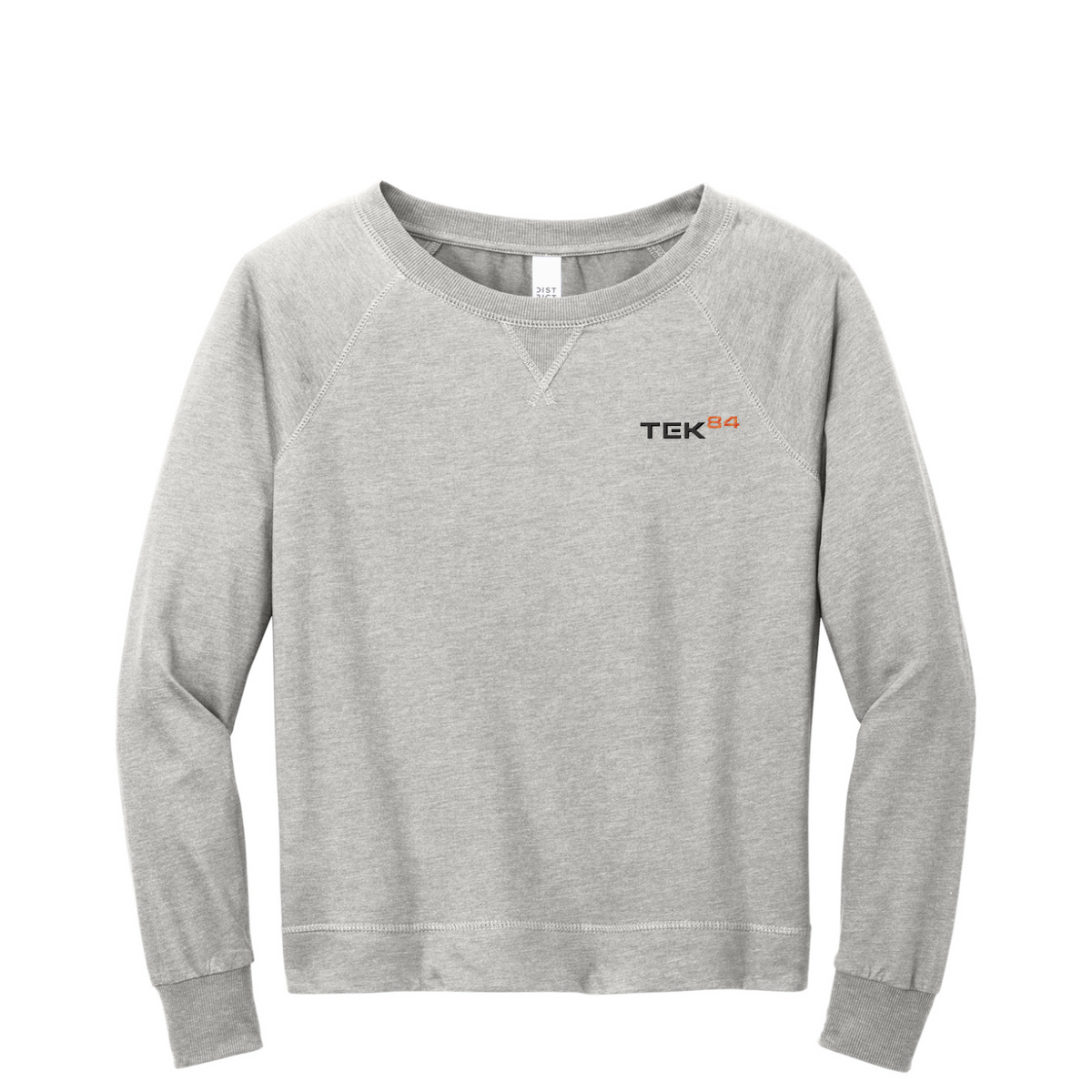 District Women's Featherweight French Terry Long Sleeve Crewneck — Light Heather Grey